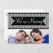 We verplaatsen Black Striped Notification-Briefkaa Aankondigingskaart (Voorkant / Achterkant)