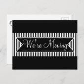 We verplaatsen Black Striped Notification-Briefkaa Aankondigingskaart (Voorkant / Achterkant)