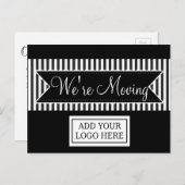 We verplaatsen Black Striped Notification-Briefkaa Aankondigingskaart (Voorkant / Achterkant)