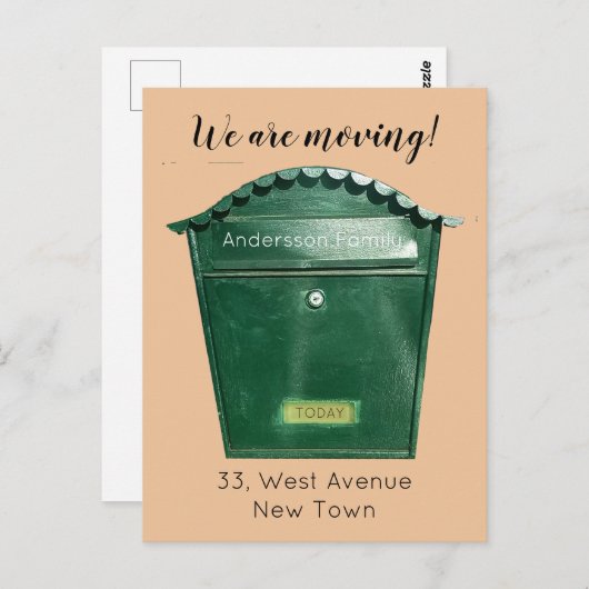 We verplaatsen de groene aangepaste mailboxtekst briefkaart (Voorkant / Achterkant)