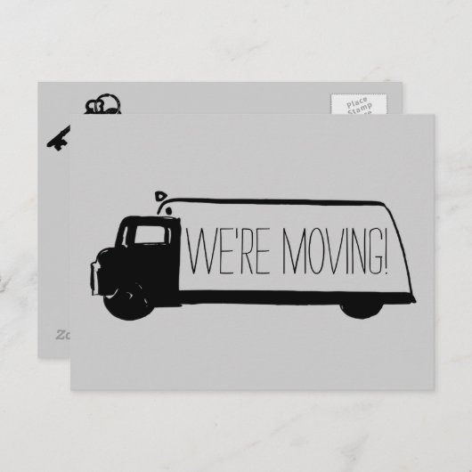 We verplaatsen een retro verhuiswagen aankondigingskaart (Voorkant / Achterkant)