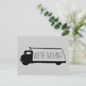 We verplaatsen een retro verhuiswagen aankondigingskaart (Staand voorkant)