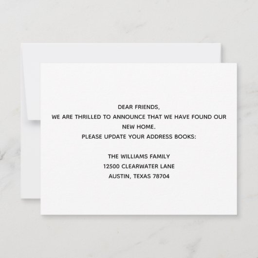 We verplaatsen eenvoudige, moderne adreswijziging kaart (Achterkant)