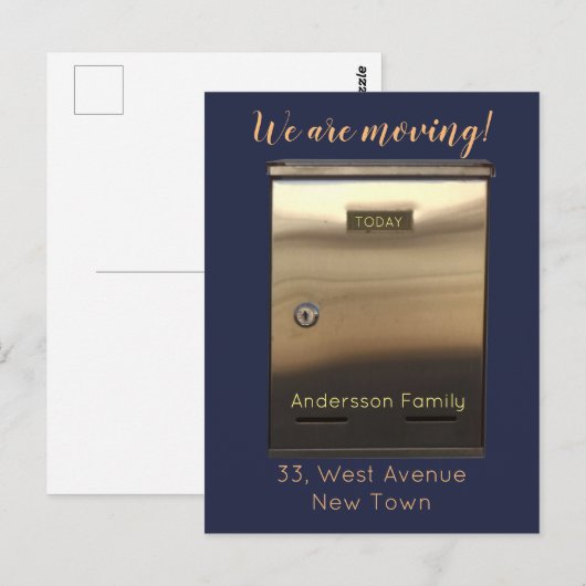 We verplaatsen gouden aangepaste mailboxtekst briefkaart (Voorkant / Achterkant)