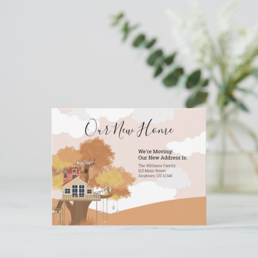 We verplaatsen onze nieuwe adreswijziging voor thu briefkaart (Staand voorkant)