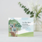 We verplaatsen onze nieuwe adreswijziging voor thu briefkaart (Staand voorkant)