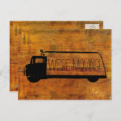 We verplaatsen retro verhuiswagen van Old Wood Aankondigingskaart (Voorkant / Achterkant)