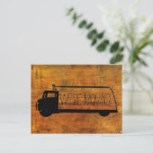 We verplaatsen retro verhuiswagen van Old Wood Aankondigingskaart (Staand voorkant)