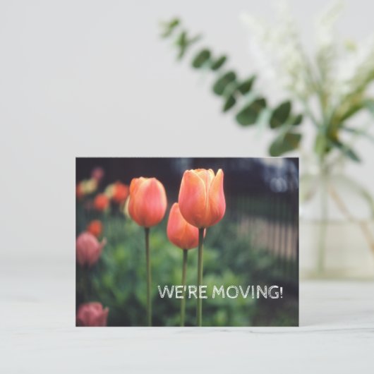 We verplaatsen  Tulip Floral-ladingen Aankondigingskaart (Staand voorkant)