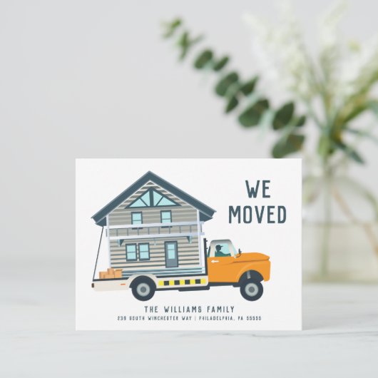 WE VERPLAATSEN | Verplaatsende vrachtwagen Aankondigingskaart (Staand voorkant)