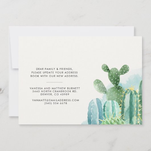 We verplaatsen Waterverf Cacti-adreswijziging (Achterkant)