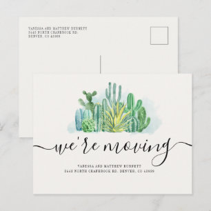 We verplaatsen Waterverf Cacti-adreswijziging Aankondigingskaart