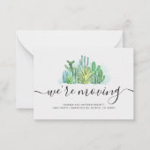 We verplaatsen Waterverf Cacti-adreswijzigingsnoti Notitiekaartje (Voorkant)