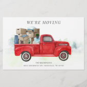 We verplaatsen Waterverf Red Truck Address Change Briefpapier (Voorkant)