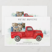 We verplaatsen Waterverf Red Truck Address Change Briefpapier (Voorkant / Achterkant)