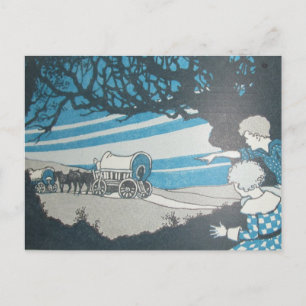 WE VERPLAATSEN western briefkaart paardenkaravaan