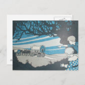 WE VERPLAATSEN western briefkaart paardenkaravaan (Voorkant / Achterkant)