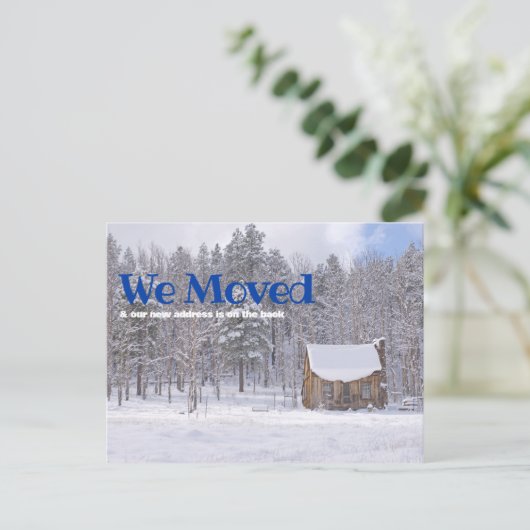 We verplaatsten aankondiging rustieke hut in de wi briefkaart (Staand voorkant)