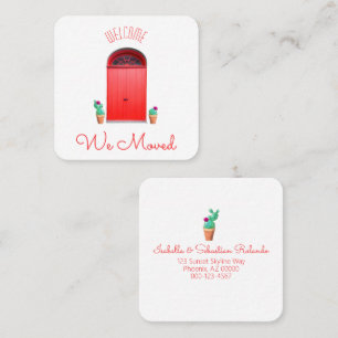 We verplaatsten rode deuren zuidwestelijk potcactu vierkante visitekaartje