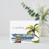 We verplaatsten Waterfront Dock Palm Tree Nieuw ad Aankondigingskaart (Staand voorkant)