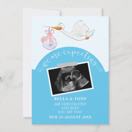 We verwachten Blue Pregnancy Sonogram Kaart (Voorkant)