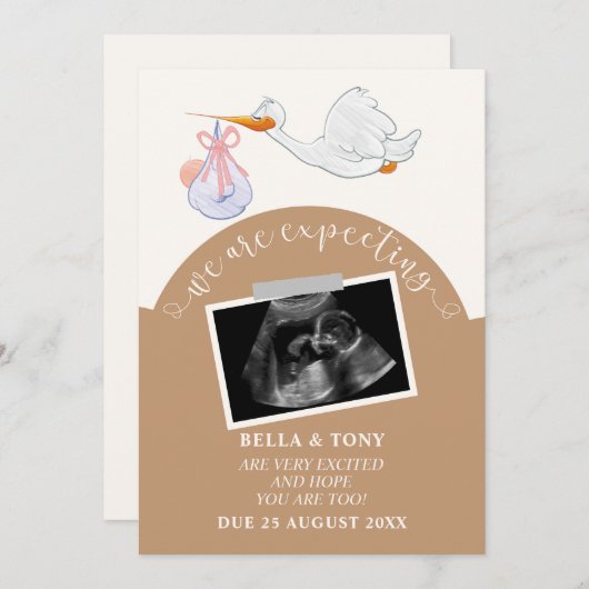 We verwachten bruine zwangerschap Sonogram Kaart (Voorkant / Achterkant)