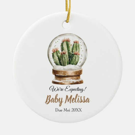 We verwachten dat Baby cactus ouders cadeau krijge Keramisch Ornament (Voorkant)