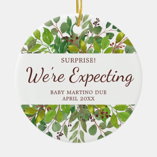 We verwachten dat Baby persoonlijke zwangerschappe Keramisch Ornament (Voorkant)