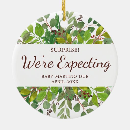 We verwachten dat Baby persoonlijke zwangerschappe Keramisch Ornament (Achterkant)