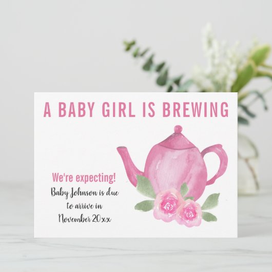 We verwachten dat een baby meisje zwanger wordt aankondiging (Staand voorkant)