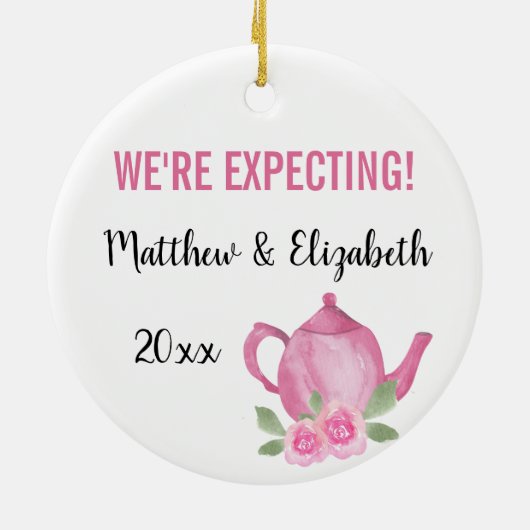 We verwachten dat een meisje theepot brouwt keramisch ornament (Achterkant)