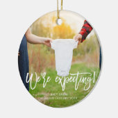 We verwachten een aankondiging van de zwangerschap keramisch ornament (Links)
