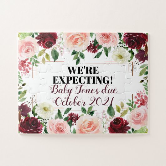 We verwachten een Baby uniek zwangerschaps- onthul Legpuzzel (Horizontaal)