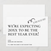 We verwachten een nieuwjaarsaankondiging feestdagenkaart (Voorkant / Achterkant)