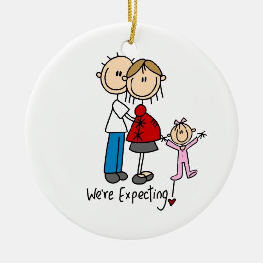 We verwachten een paar met Toddler Girl Ornament (Voorkant)