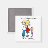 We verwachten familie vader moeder peuter meisje m magneet (Voorkant / Achterkant)