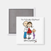 We verwachten familie vader moeder peuter meisje m magneet (Voorkant / Achterkant)