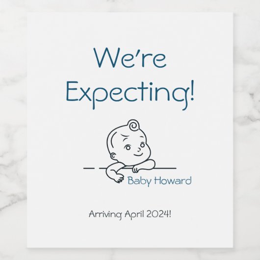 We verwachten geluk zwangerschap aankondiging wijn etiket (Enkel label)