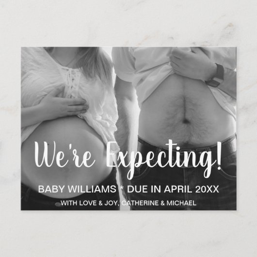 We verwachten grappige aankondiging van de geboort (Voorkant)