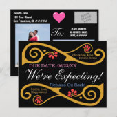 We verwachten het! Bloeiende motieven gepersonalis Aankondigingskaart (Voorkant / Achterkant)