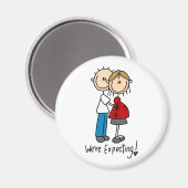 We verwachten het! Zwanger Stick Figuur Magneet (Voorkant / Achterkant)