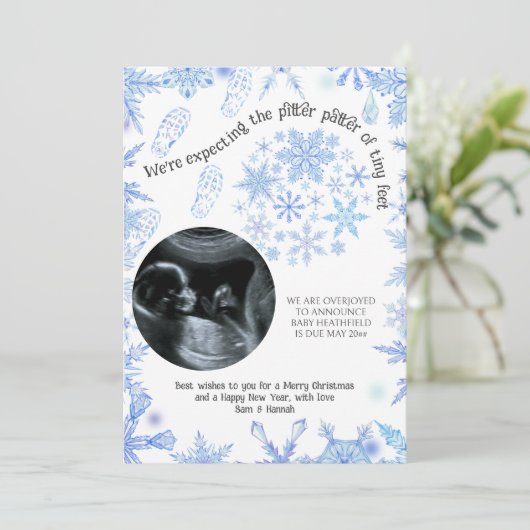 We verwachten kleine Snowflakes 2 Foto van Santa F Aankondiging (Staand voorkant)