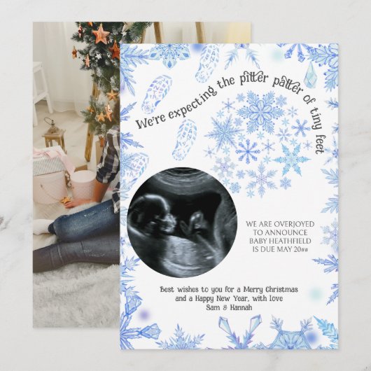 We verwachten kleine Snowflakes 2 Foto van Santa F Aankondiging (Voorkant / Achterkant)