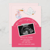 We verwachten roze zwangerschap Sonogram Kaart (Voorkant / Achterkant)