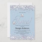 We verwachten Twins Blue Elephant Glitter Kaart (Voorkant)