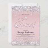 We verwachten Twins roze olifant Glitter Kaart (Voorkant)