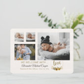 We verwelkomen met liefde foto geboorte aankondigi kaart (Staand voorkant)