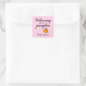 We verwelkomen ons kleine pompoenBaby shower Vierkante Sticker (Tas)