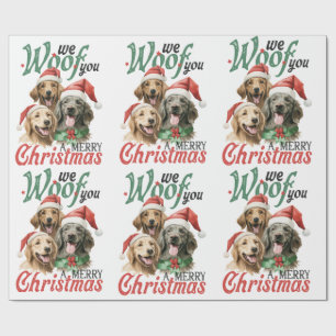 We verweven je een vrolijke kerst-honden met kerst cadeaupapier