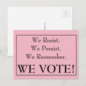 We verzetten ons, we blijven volharden, we onthoud briefkaart (Voorkant / Achterkant)